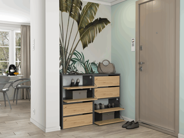 Axton Shoe Cabinet – Anthracite & Oak Effect - Image 10