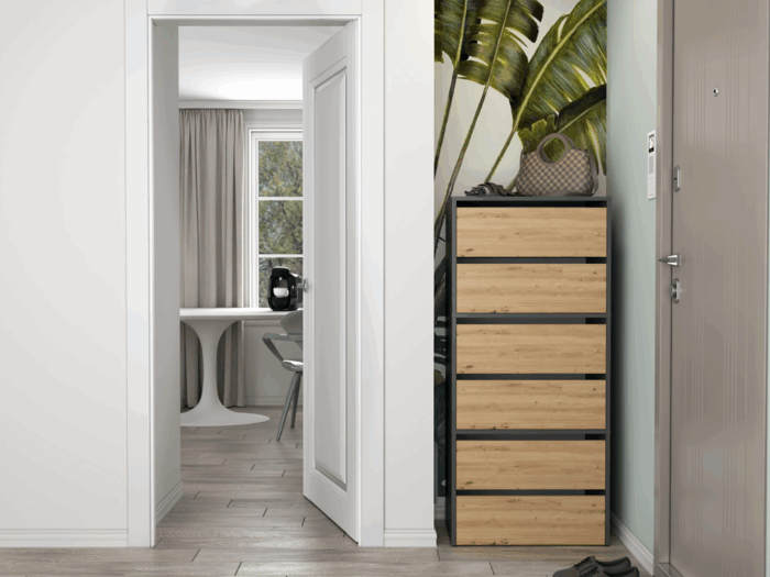 Axton Shoe Cabinet – Anthracite & Oak Effect - Image 6