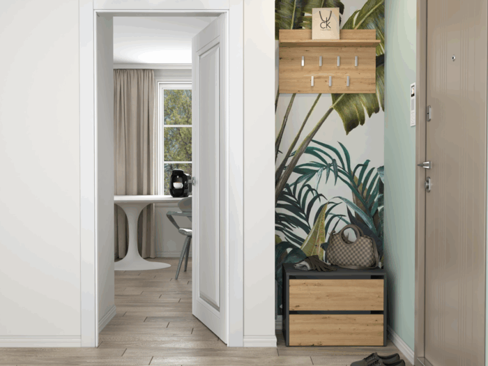Axton Shoe Cabinet – Anthracite & Oak Effect - Image 3