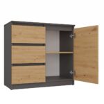 Malwa Sideboard with 1 Door & 3 Drawers – Anthracite Oak - Image 3