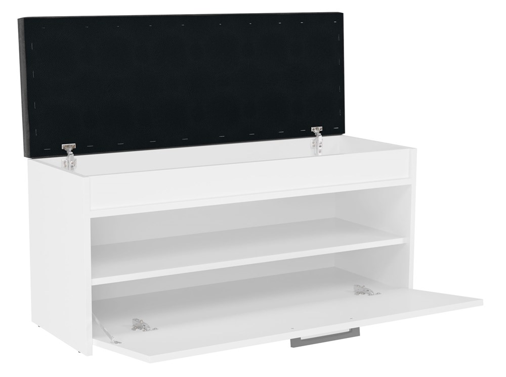 open-30 Parma Shoe Cabinet with Seat in White Matt - Image 3