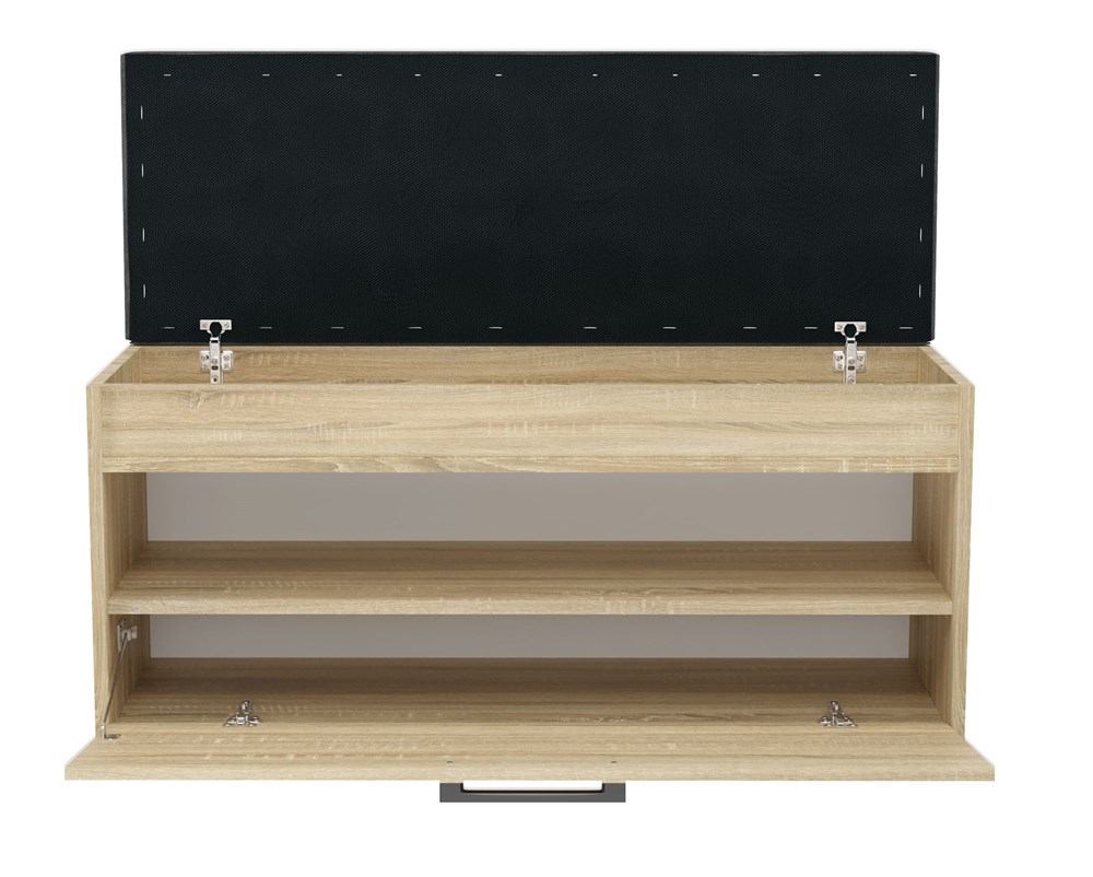 open-front Parma Shoe Cabinet with Seat in Sonoma Oak - Image 4