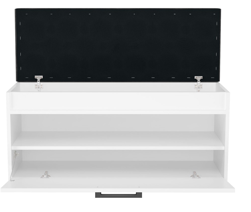 open-front Parma Shoe Cabinet with Seat in White Matt - Image 4