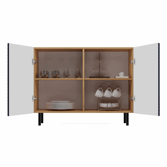 Kama Slim 2-Door Cabinet – Navy Blue & Oak - Image 7