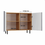 Kama Slim 2-Door Cabinet – Navy Blue & Oak - Image 5