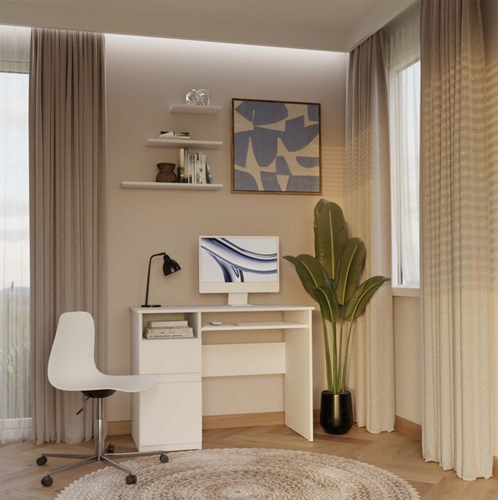 Porto Left-Side Desk – White Finish - Image 3