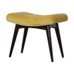 Mustard Cotton Velvet Curved Bench - Image 3
