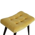 Mustard Cotton Velvet Curved Bench - Image 8