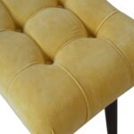 Mustard Cotton Velvet Curved Bench - Image 6