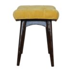 Mustard Cotton Velvet Curved Bench - Image 9