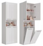 Nel 2K/DK Tall Bathroom Cabinet in White Gloss