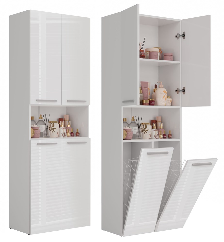 profil Nel 2K/DK Tall Bathroom Cabinet in White Gloss - Image 1