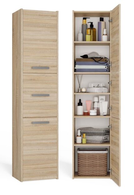 Sara S43 Tall Bathroom Cabinet in Sonoma Oak