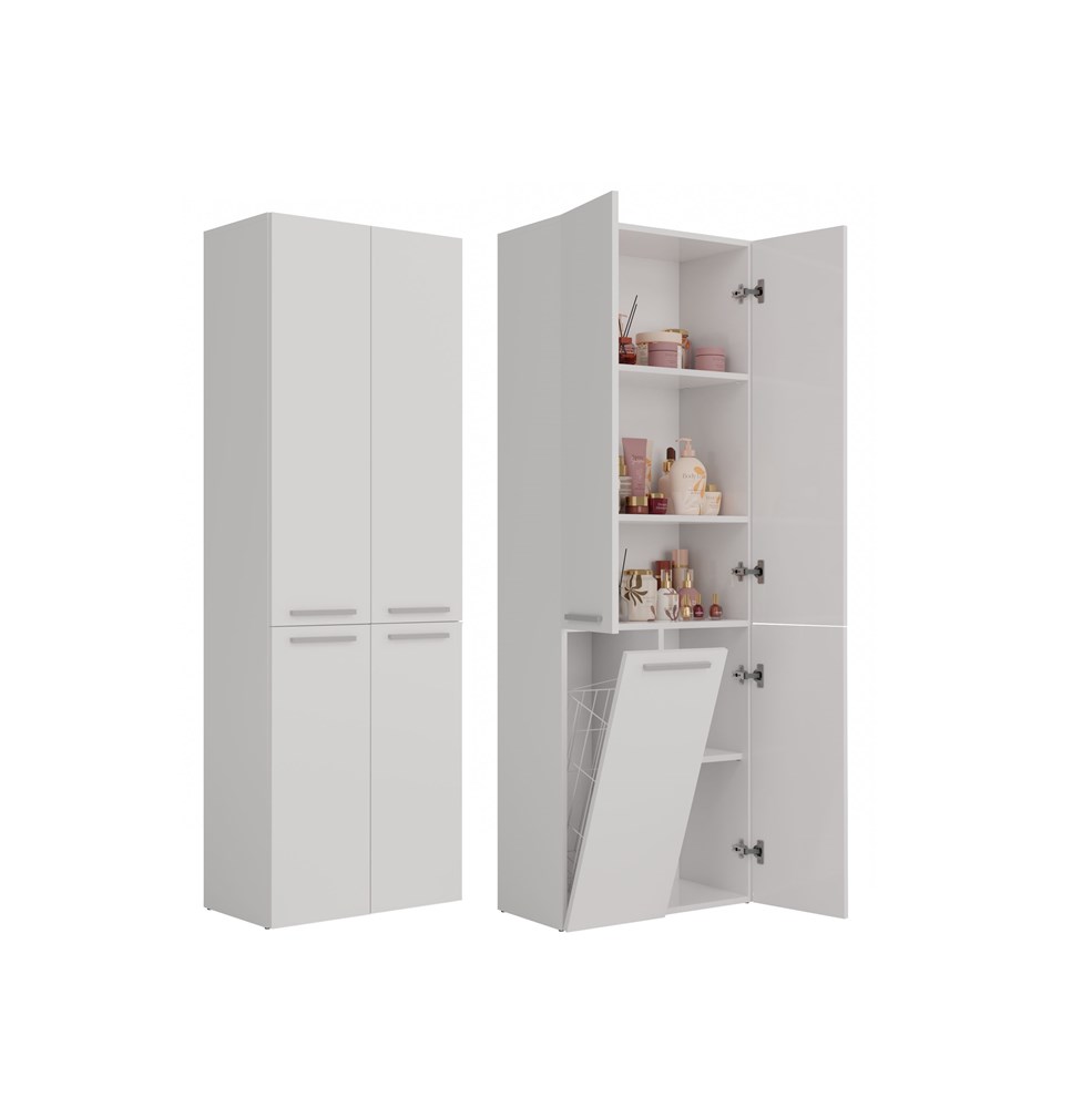 profilowe Nel 1K/DD Tall Bathroom Cabinet in White Matt - Image 1