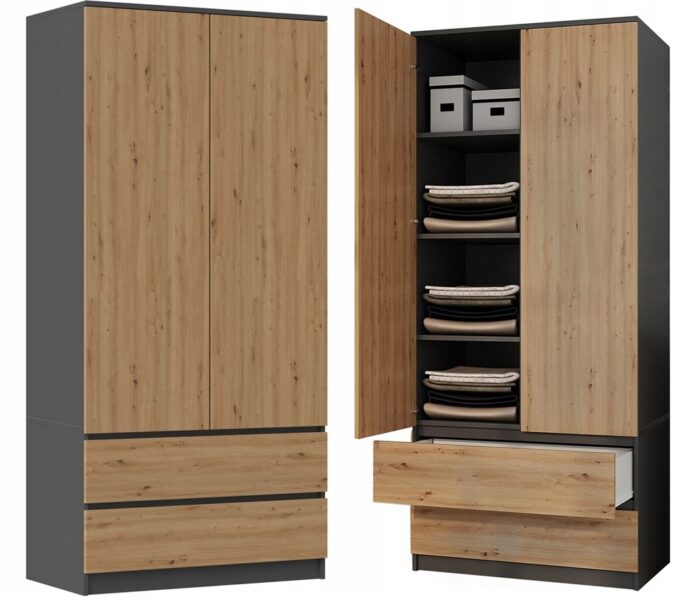 Wardrobe Liora SS-90 Anthracite Oak - Image 1