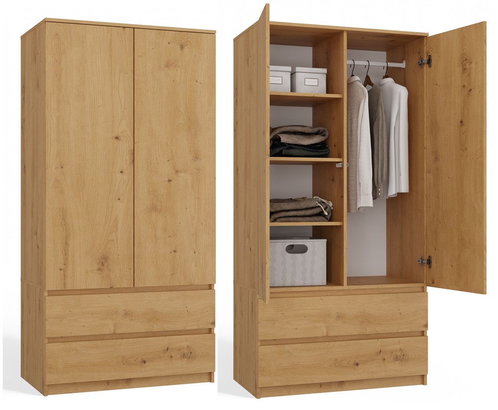 profilowe Malwa SS-90 Two-Door Wardrobe in Artisan Oak - Image 1