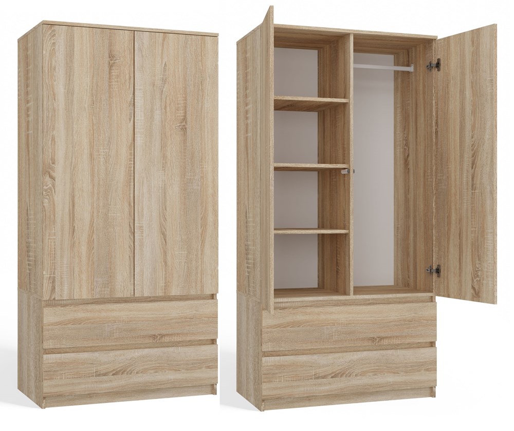 profilowe Malwa SS-90 Two-Door Wardrobe in Sonoma Oak - Image 1