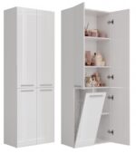 Nel 1K/DD Tall Bathroom Cabinet in White Gloss
