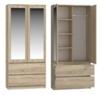 Malwa SS-90L Two-Door Mirrored Wardrobe in Sonoma Oak