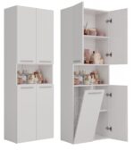 Nel 1K/DK Tall Bathroom Cabinet in White Matt