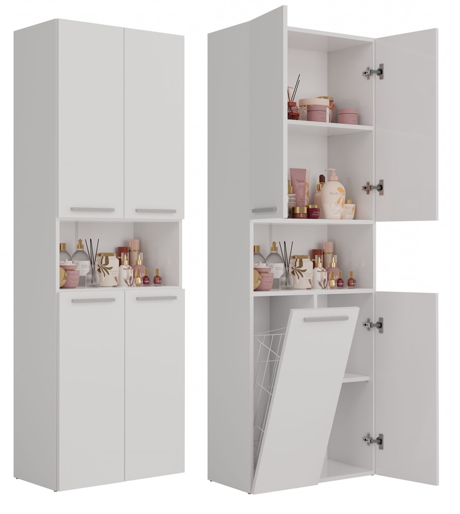 profilowe Nel 1K/DK Tall Bathroom Cabinet in White Matt - Image 1