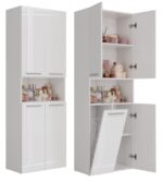 Nel 1K/DK Tall Bathroom Cabinet in White Gloss