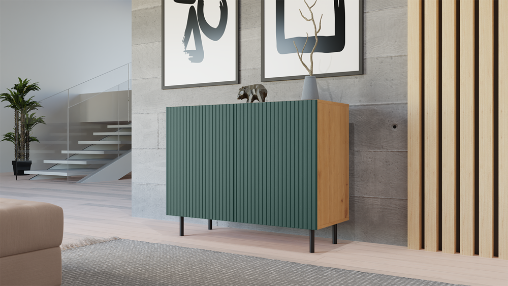 render-2_-1allegro KAMA Slim Sideboard - Green & Artisan Oak - Image 7