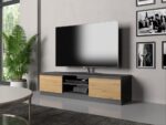 Malwa 140 Modern TV Unit in Anthracite / Artisan Oak - Image 6