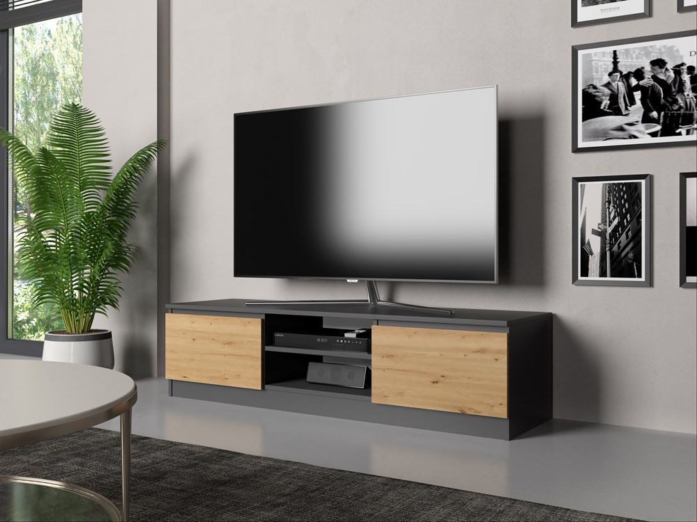 rtv140aaaa Malwa 140 Modern TV Unit in Anthracite / Artisan Oak - Image 6
