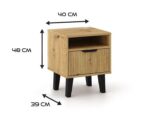 Skandic Slim Bedside Table with Drawer – Oak Effect - Image 3