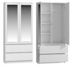 Malwa SS-90L Two-Door Mirrored Wardrobe in White Matt