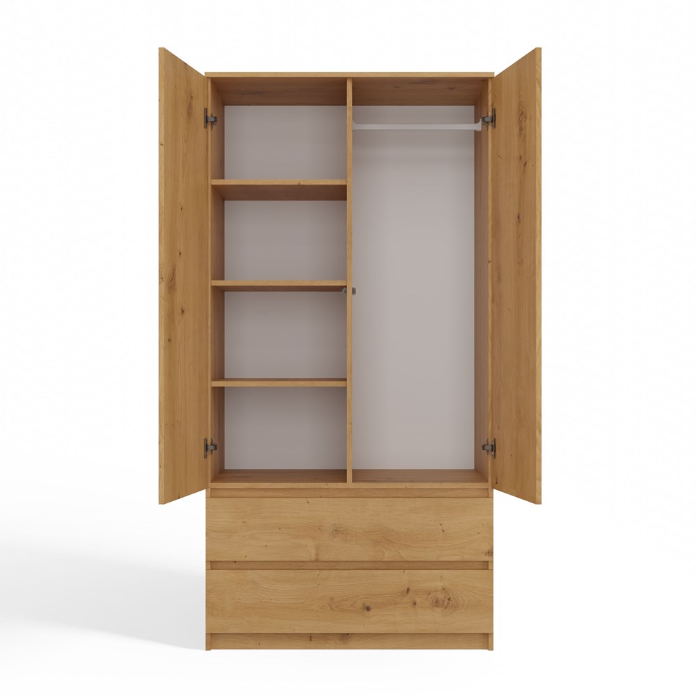 ss-90artisan3 Malwa SS-90 Two-Door Wardrobe in Artisan Oak - Image 9