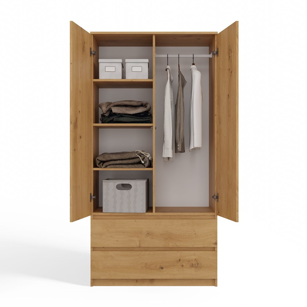 ss-90artisan4 Malwa SS-90 Two-Door Wardrobe in Artisan Oak - Image 5