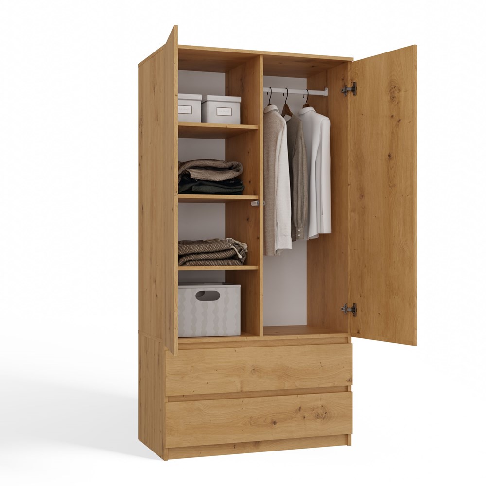 ss-90artisan5 Malwa SS-90 Two-Door Wardrobe in Artisan Oak - Image 8