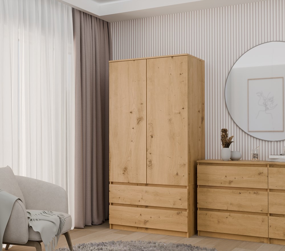ss-90artisanclose Malwa SS-90 Two-Door Wardrobe in Artisan Oak - Image 7