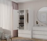 Malwa SS-90 Two-Door Wardrobe in White Matt - Image 3