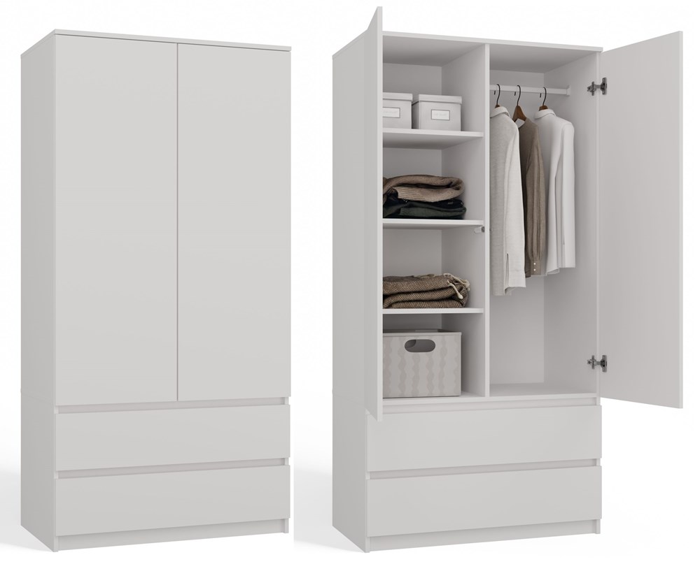 ss-90profilowe Malwa SS-90 Two-Door Wardrobe in White Matt - Image 1