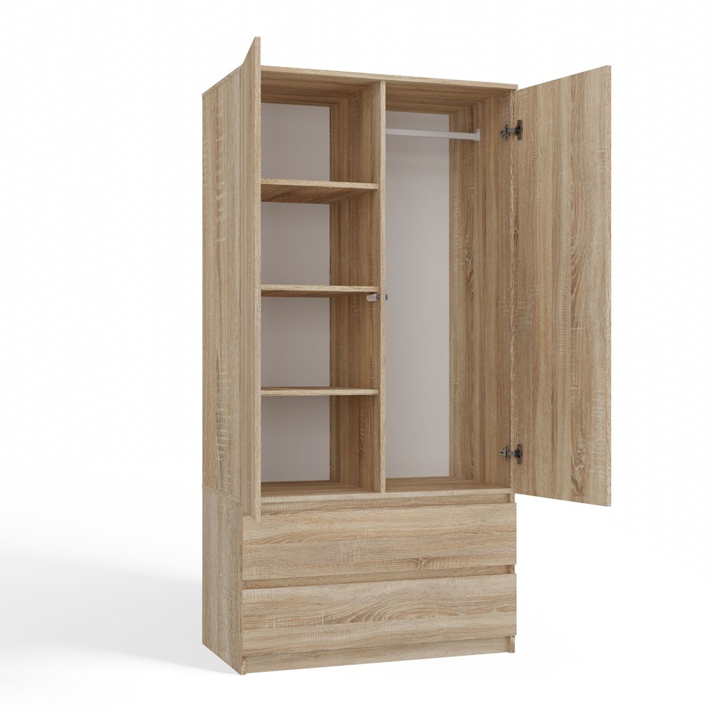 ss-90sonoma5 Malwa SS-90 Two-Door Wardrobe in Sonoma Oak - Image 8