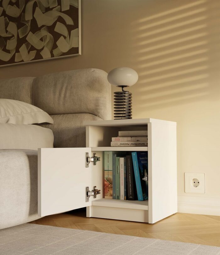 Nova 30 Bedside Cabinet with Door – White - Image 4