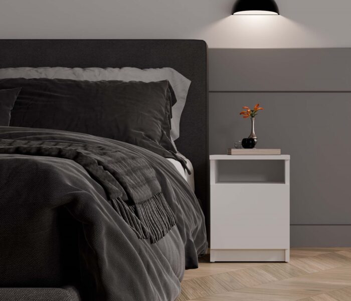 Nova 30 Bedside Cabinet with Door – White - Image 3
