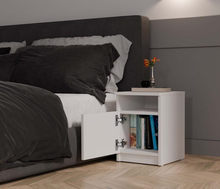 Nova 30 Bedside Cabinet with Door – White - Image 9