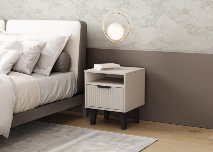 Skandic Slim Nightstand – Beige Finish - Image 2
