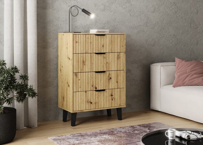 Scandi Slim 4-Drawer Chest – Oak Effect - Image 2