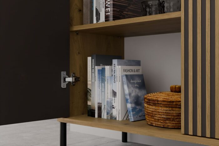Kamaro Slim 2-Door Sideboard with Slatted Front - Image 4