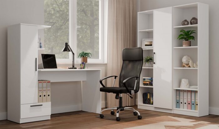 Cosmo Desk & Bookcase Set – White - Image 7