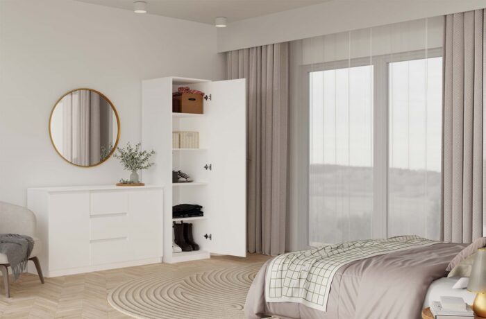 Wardrobe Liora 50 Mirror White - Image 10