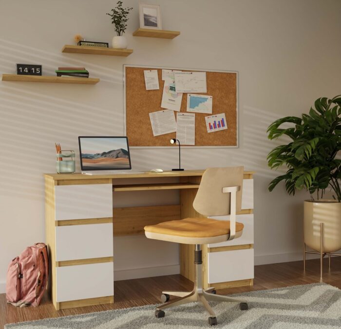 Kuba Writing Desk – Oak & White Finish - Image 10