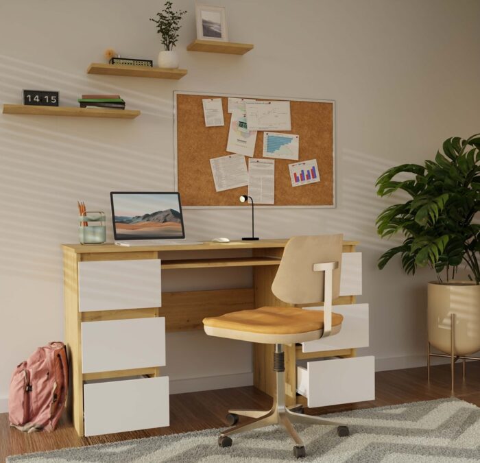 Kuba Writing Desk – Oak & White Finish - Image 4