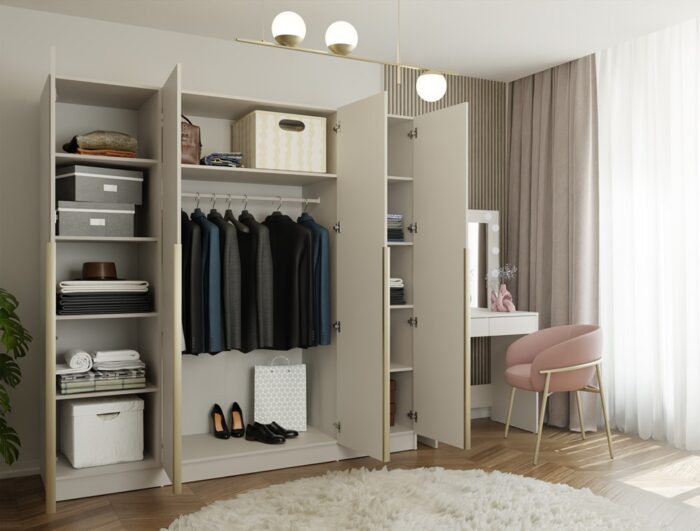 Wardrobe Soria 200 4-Door Beige - Image 4