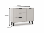 Scandi Slim Cabinet with 1 Door & 3 Drawers – Beige - Image 2